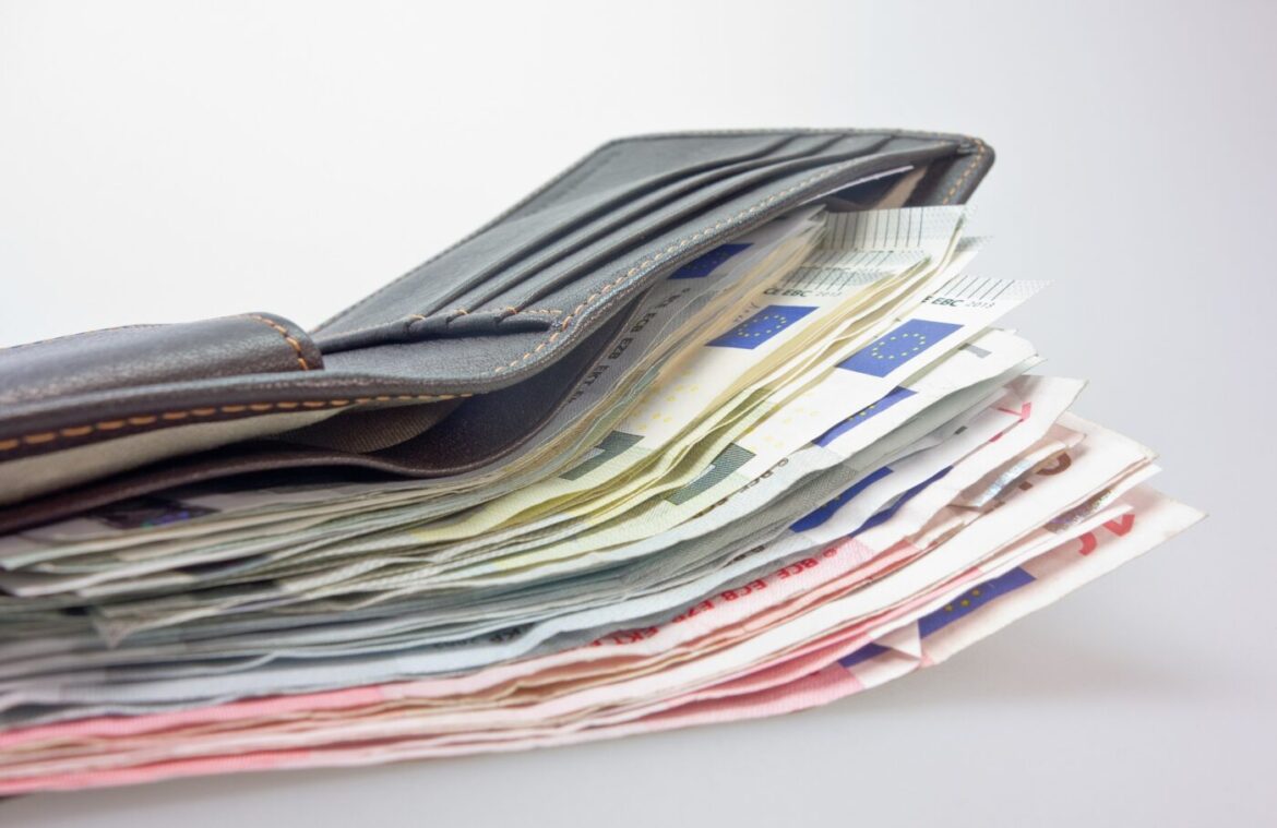 Offene Geldbörse mit Euro-Scheinen