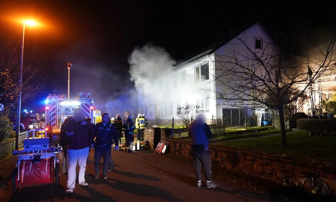 Feuerwehreinsatz bei Nacht in Wohngebiet, 56aktuell berichtet.